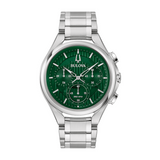 Bulova Curv Stainless steel Silver Watch with Green Dial