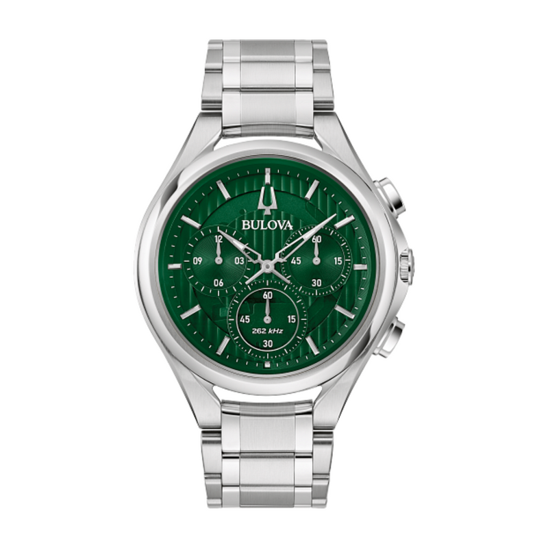 Bulova Curv Stainless steel Silver Watch with Green Dial