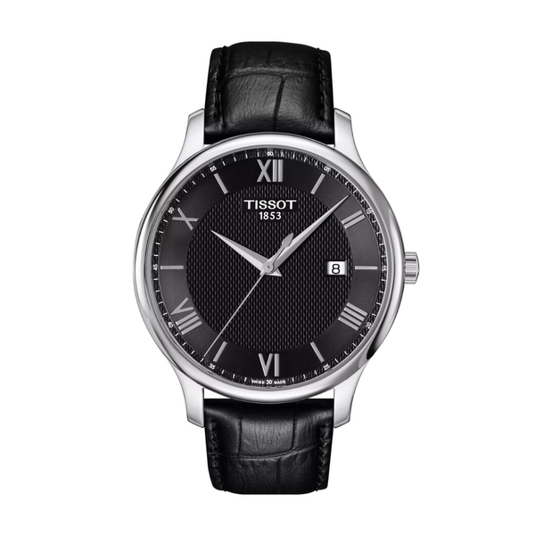 Tissot Tradition Black Leather Strap with Black Dial