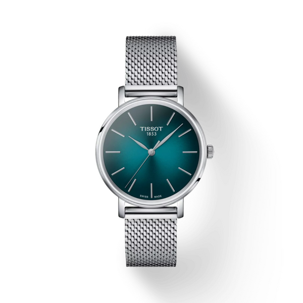 Tissot Everytime Mesh Stainless steel Watch with Turquoise Dial