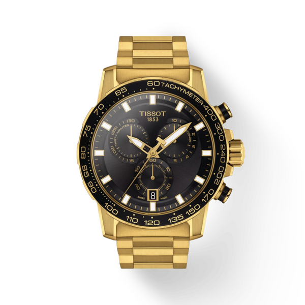 Tissot Supersport Gold-tone Watch with Black Dial