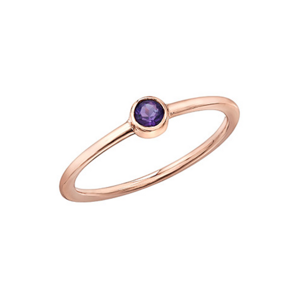 10K Rose Gold 3mm Amethyst Chi Chi Ring