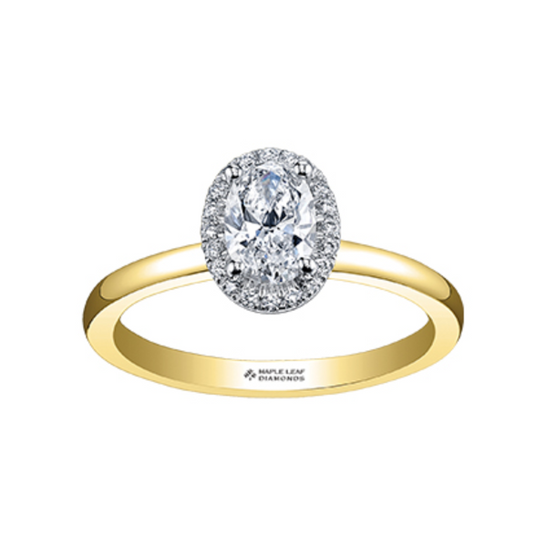 18K Yellow Gold .35ctw Oval Canadian Diamond Halo Ring