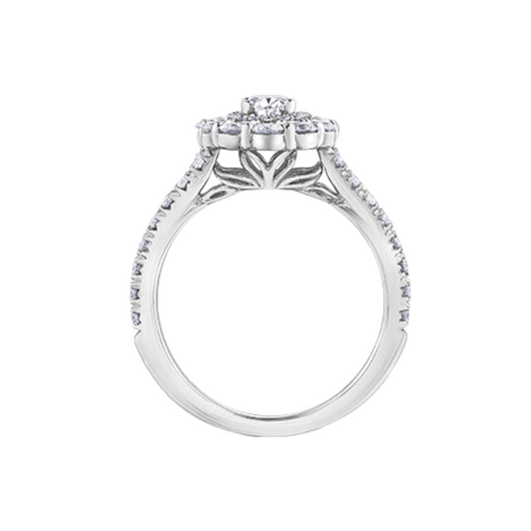 18KPD White Gold 1.47ctw Canadian Diamond Double Halo with Split Shank Ring