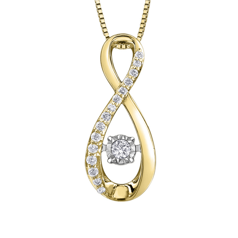 10K Yellow Gold .10ctw Diamond Illusion Pulse Pendant with Chain