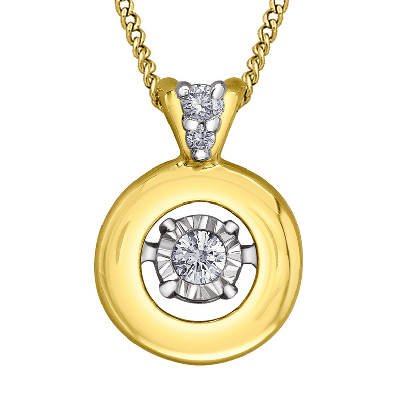 10K Yellow and White Gold .10ct Diamond Illuminaire Pulse Pendant on Chain