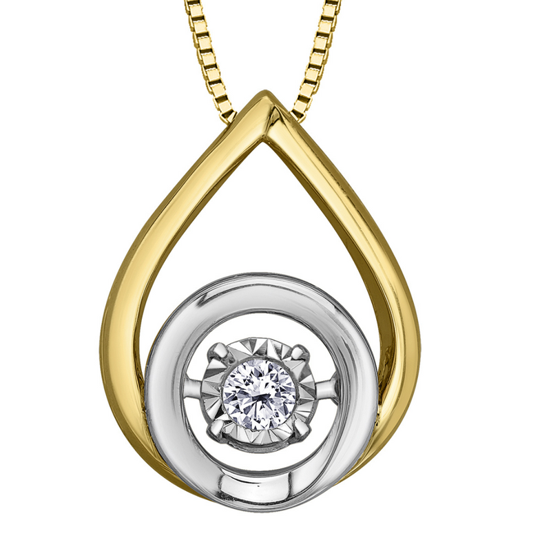 10K Yellow and White Gold .05ctw Diamond Illuminaire Pulse Pendant on Chain