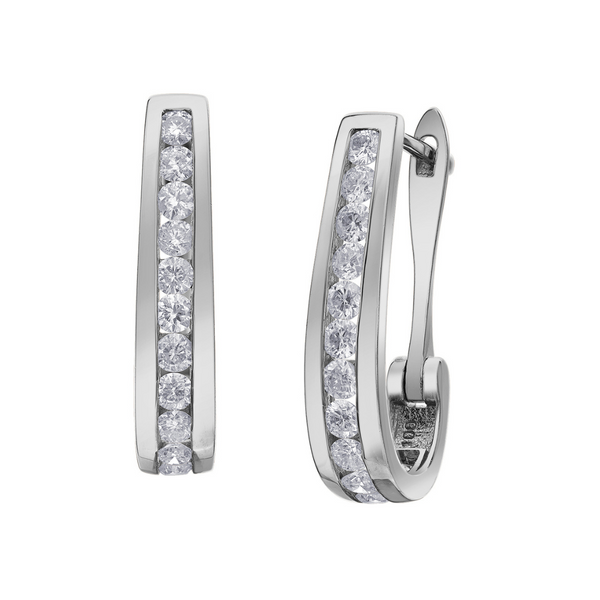 10K White Gold 1.00ctw Diamond Leverback Earrings