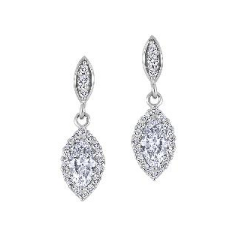 10K White Gold Marquise Lab Grown Diamond Dangle Earrings