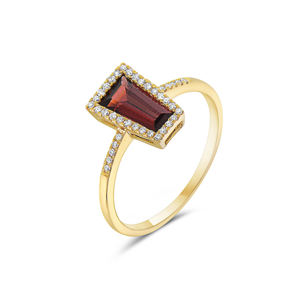 14K Yellow Gold Diamond & Garnet Ring