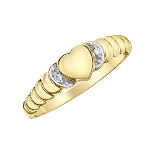 10K Yellow & White Gold .013ctw Diamond Heart Ring