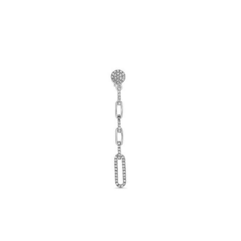 14K White Gold .37ctw Diamond Paperclip Dangle Earrings