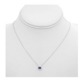 14K White Gold .06ctw Diamond &amp; Oval Sapphire Horizontal Necklace with Halo