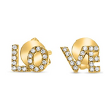 14K YG 0.09ctw DIAMOND "LOVE" STUDS