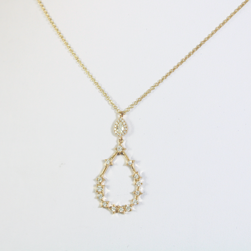 14K Yellow Gold .37CTW Diamond Teardrop shape Necklace