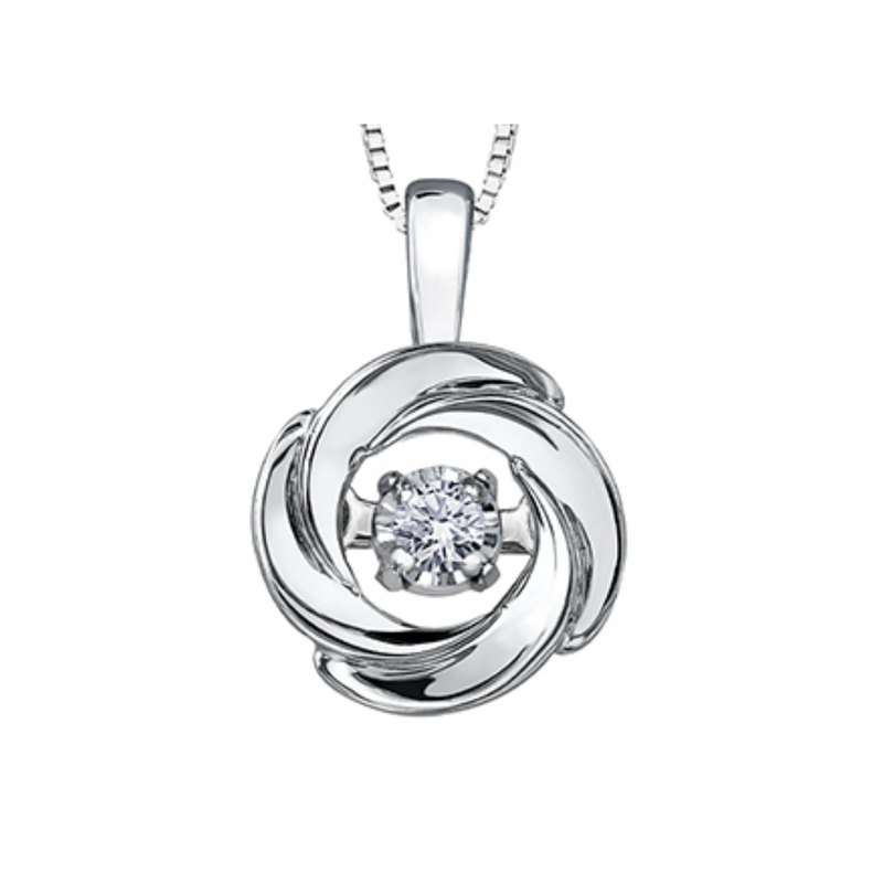 10K White Gold Diamond "Pulse" Pendant on Chain