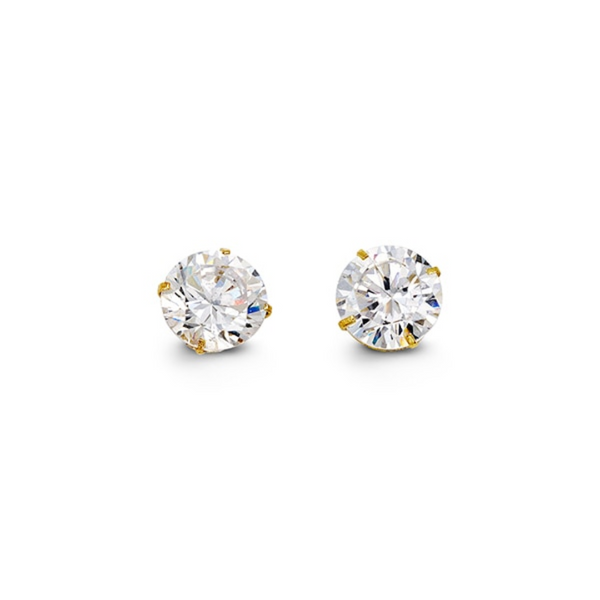 14K Yellow Gold 5mm Cubic Zirconia Studs