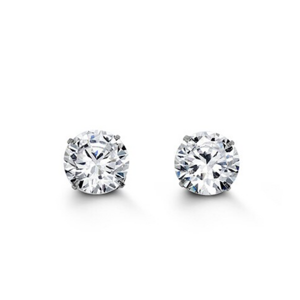 14K White Gold 3mm Cubic Zirconia Studs