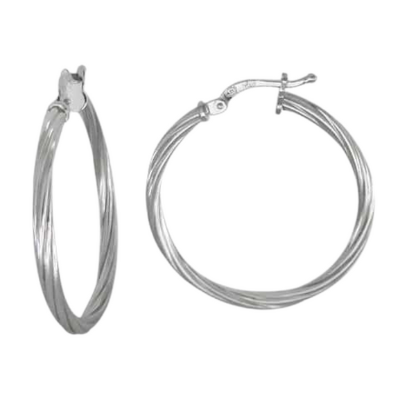 Sterling Silver Smooth Twisted Hoops