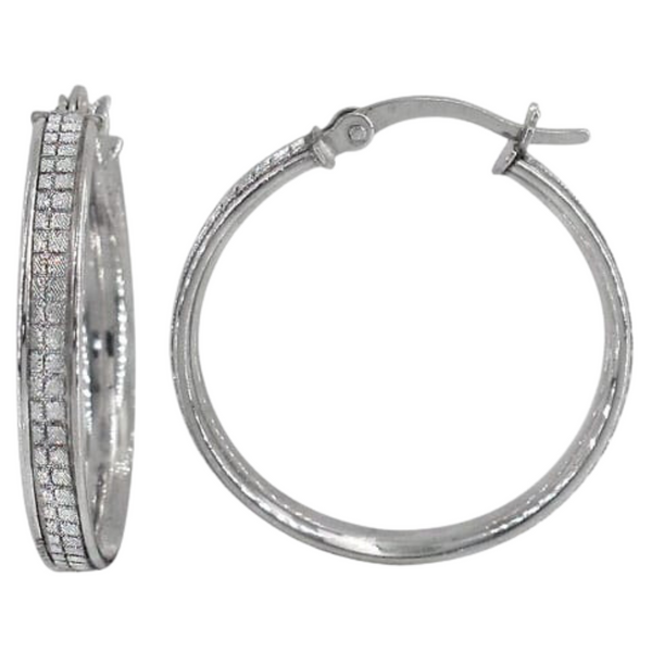 Sterling Silver Double Row Cubic Zirconia Hoops