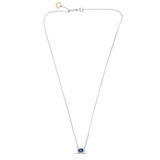 18K White Gold Diamond & Sapphire Halo Pendant on Chain