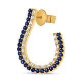 14K Yellow Gold .31ctw Diamond & Sapphire C-Hoop Earrings