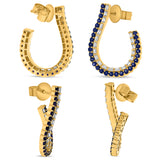 14K Yellow Gold .31ctw Diamond & Sapphire C-Hoop Earrings