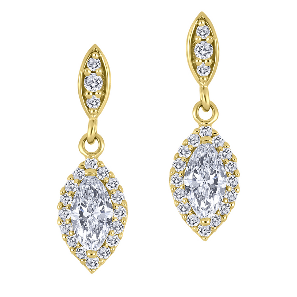 10K Yellow Gold .75ctw Marquise Lab Grown Diamond Dangle Earrings