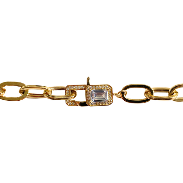 10K Yellow Gold 18" Necklace with Cubic Zirconia Clasp
