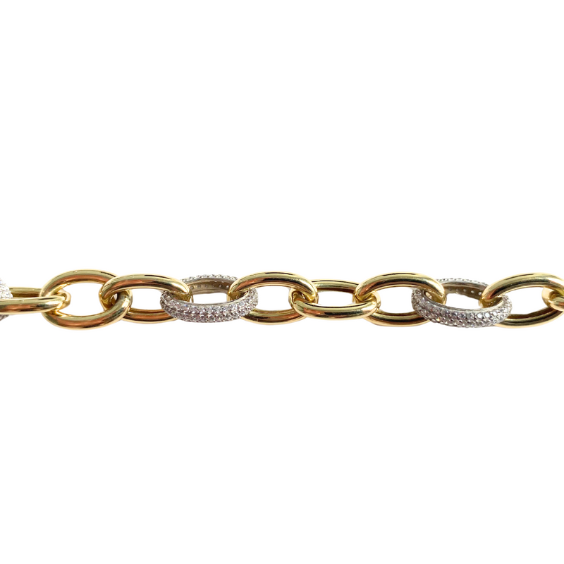 10K Yellow & White Gold 7.5" Oval Link Bracelet