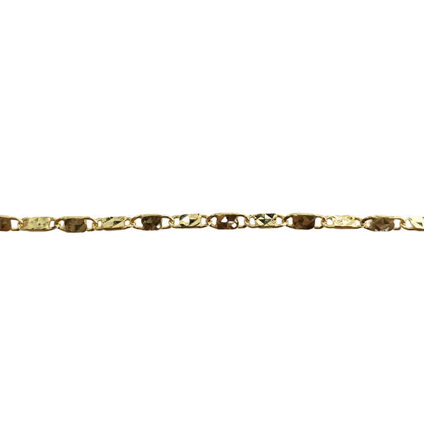 10K Yellow Gold 7.5" Diamond Cut Mirror Link Bracelet