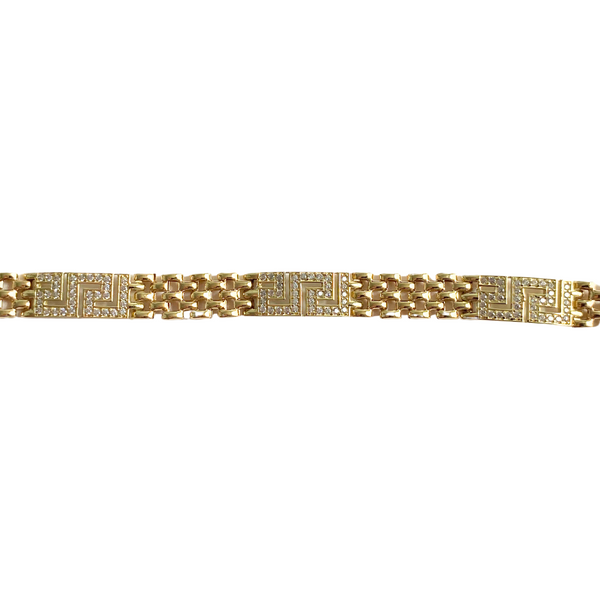 10K Yellow Gold 7.5" Greco & Watch Style Link Bracelet