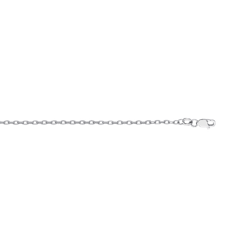 10K White Gold 10" Diamond Cut Rolo Anklet