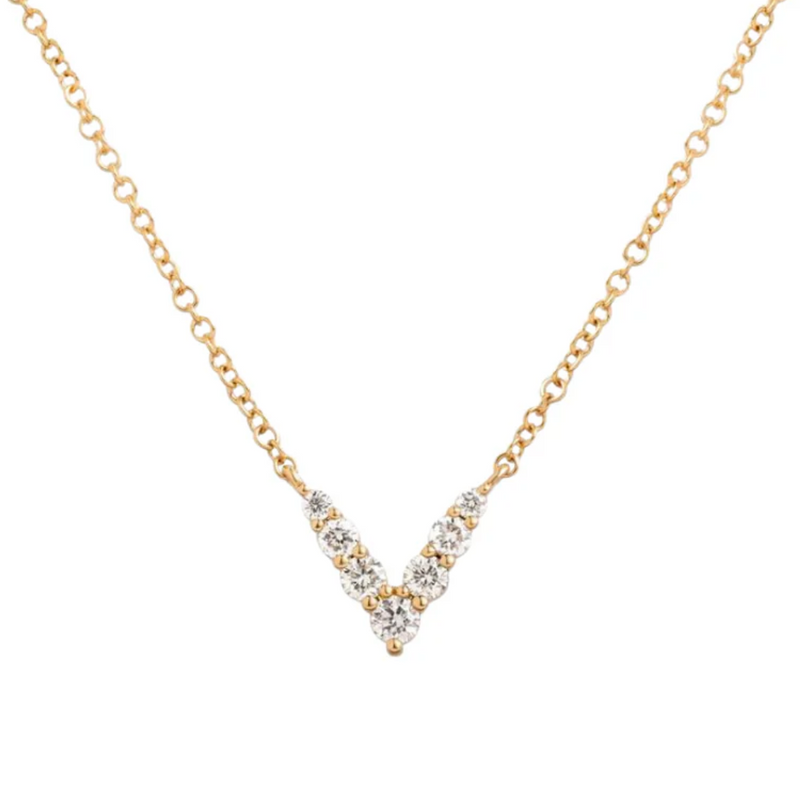 14k Yellow Gold .20ctw Diamond Chevron Necklace