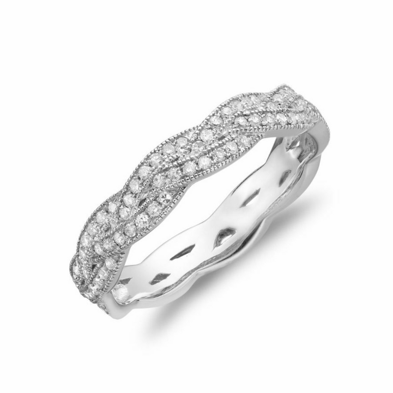 14K White Gold .31ctw Woven Diamond Band