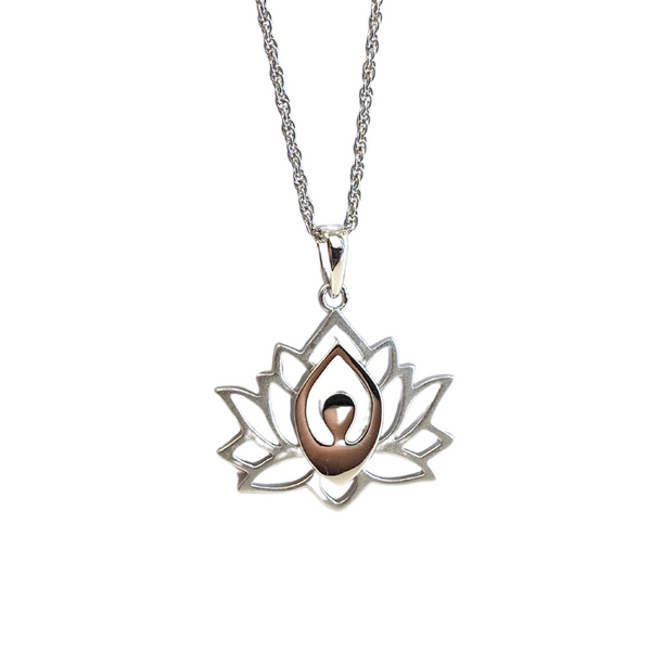 Sterling Silver Lotus Yoga Necklace