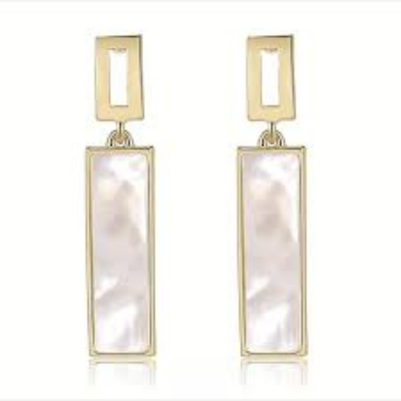 Sterling Silver Mother of Pearl Rectangle Earrings