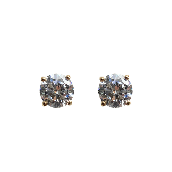 Yellow Gold Plated Silver Cubic Zirconia Stud Earrings