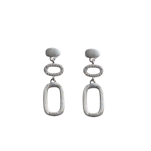 Sterling Silver Matte Drop Earrings