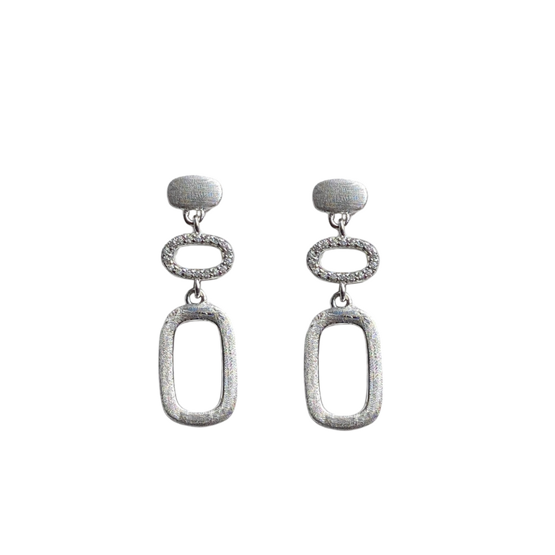 Sterling Silver Matte Drop Earrings