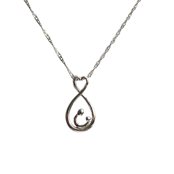 Sterling Silver Mother & Child Pendant on Chain
