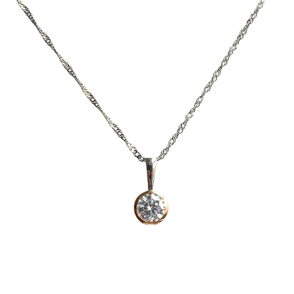Rose Gold Plated Bezel Cubic Zirconia Necklace