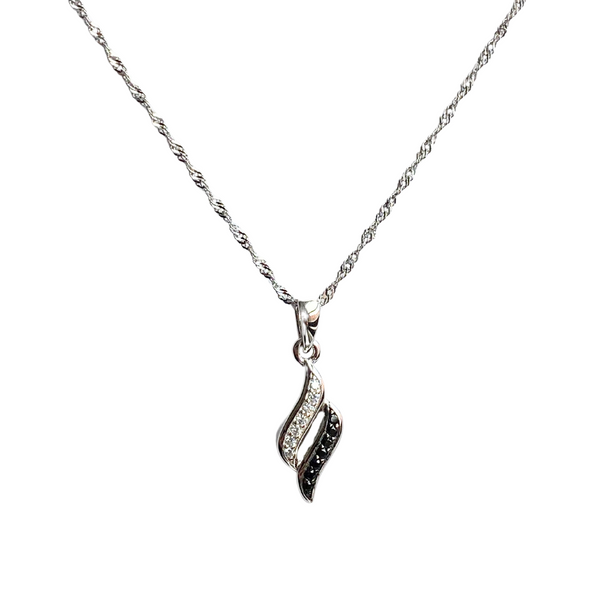 Sterling Silver Necklace with Black & White Cubic Zirconia Stones