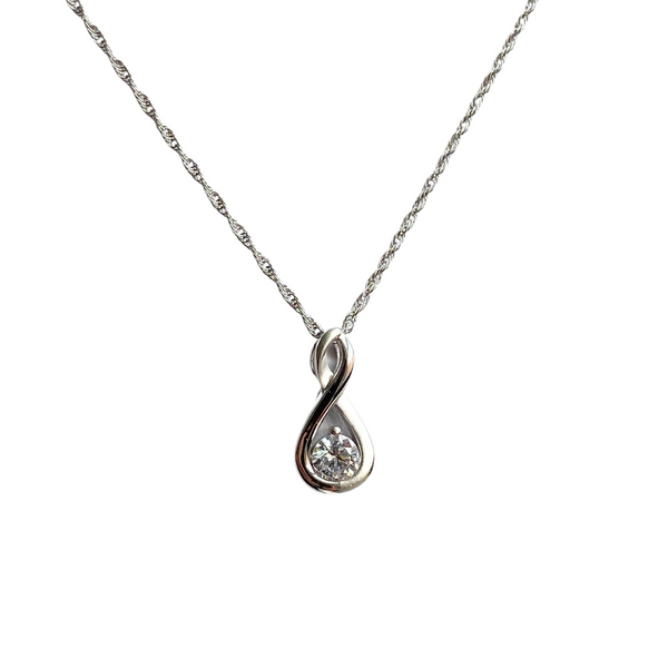Sterling Silver Necklace with a Cubic Zirconia Twist Pendant